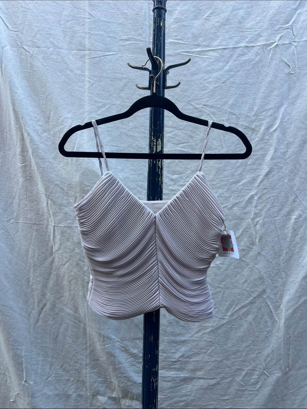 Emporio Armani Blush Pleated Spaghetti Strap Crop Top